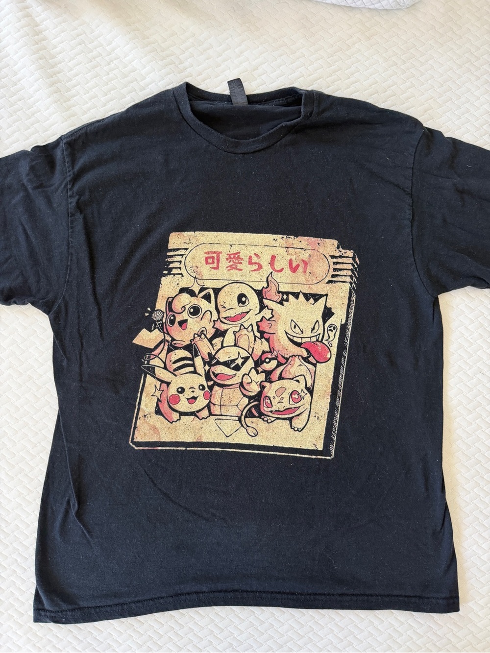 Gildan Black Short Sleeve T‑Shirt with Vintage Pokémon Graphic